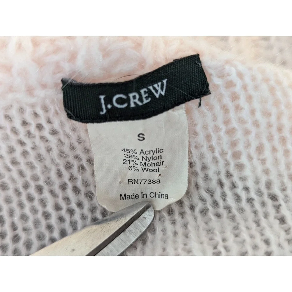 J.Crew Sweater Women Size S Mohair Wool Blend Shawl Collar Pullover Lightweight
